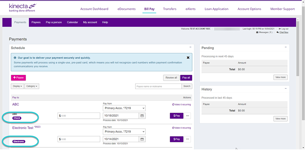 Online Banking Bill Pay Delivery Type