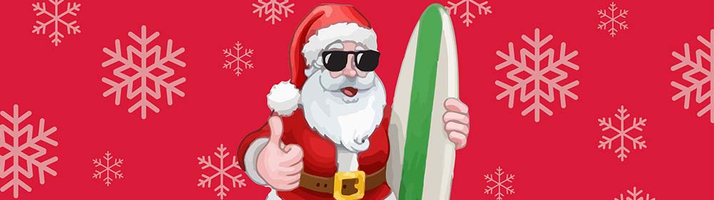 Santa and Surf Board