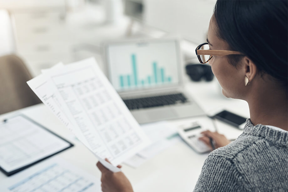 Woman reviewing documents