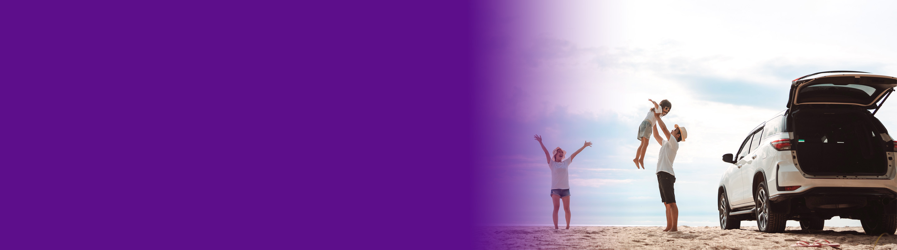 family on the beach feeling excited